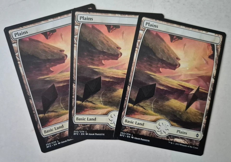 Magic The Gathering - MTG - Plains - Battle for Zendikar - Full Art x 3 - NM - Image 1 of 1