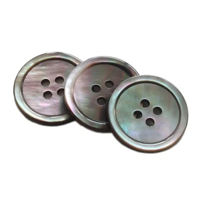 22 Pieces Genuine Black Mother of Pearl Blazer Buttons Set 20mm & 15mm Natura... - Image 1 of 4