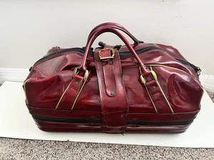 Vintage BURTON MFG CO. Leather Suitcase Duffle Luggage Bag Golf - Picture 1 of 10
