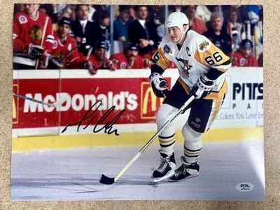 Foto firmada por Mario Lemieux de la NHL Pittsburgh Penguins 11x14 de la corte con certificado de autenticidad de PSA Foto 1 de 3