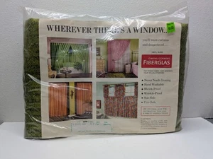 Owens Corning Fiberglass Curtain Panel Olive Green 72"x81" Lace Vtg MCM NOS New - Picture 1 of 5