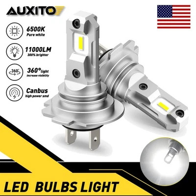 GF Auxito H7 LED Headlight Low Beam Lamp Bulb 11000LM 6500K 110W Xenon White 2x - Image 1 of 4