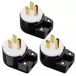 ETL Listed 3 Pack NEMA 5-15P Right Angle 15A Rewirable AC Power Plug - Picture 1 of 11