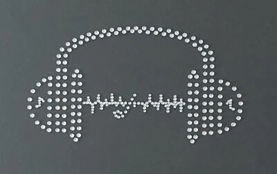 Hotfix Strassbügelbild Kopfhörer Glasstrass Applikation zum aufbügeln Handgelegt - Bild 1 von 4