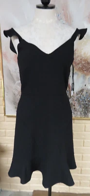 NUEVO CON ETIQUETAS VESTIDO SIMPLE VERA VERAWANG TALLA PEQUEÑA NEGRO HASTA LA RODILLA CON TIRANTES CON VOLANTES Foto 1 de 4