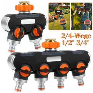 2/4 Fach Wasserhahn Schlauch Verteiler Wasserverteiler Gartenschlauch 1/2" 3/4" - Bild 1 von 15
