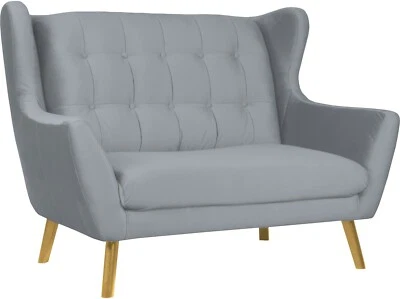 Sofa 2er 3er Sessel Samtstoff Couchgarnitour Sitzgruppe Holzfüße skandinavisch - Bild 1 von 4