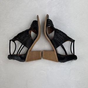 Sandalias de tacón Mi.iM para mujer de cuero negro para mujer talla 7,5 punta abierta con tiras usadas en excelente estado - Imagen 1 de 10