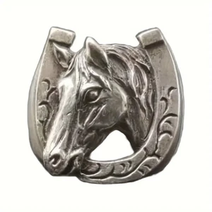 Hufeisen offener Ring Gothic silber Tier Reitsport verstellbar größenverstellbar - Bild 1 von 6