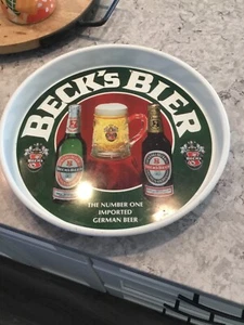 BECK'S BIER BEER TRAY  VTG  13"  METAL - Picture 1 of 5