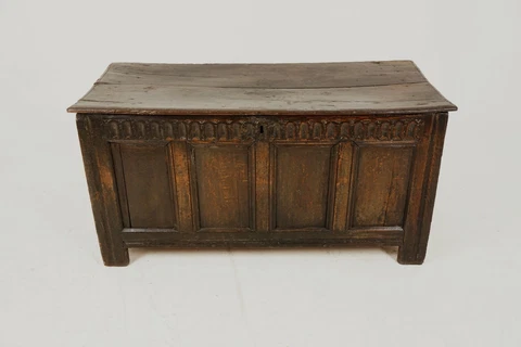 Antique Carved Oak Plank Coffer, 18th Century, Blanket Box, Trunk, 1770's, H148 Cover