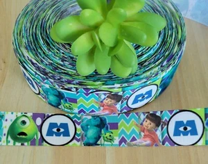 1 Inch (1 YD) Monsters, Inc Ribbon Boo Sully Mike Wasowski Disney Ribbon - Picture 1 of 2