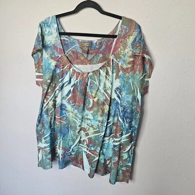 Jane Ashley Casual Lifestyle Women’s Size XL Studded Sublimation Top Shirt - Image 1 of 4