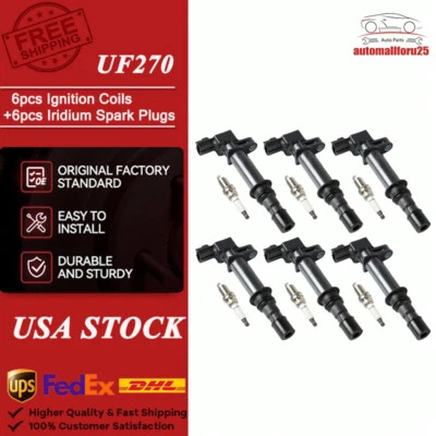 6x Ignition Coils & Iridium Spark Plugs For 2004-2008 Dodge Dakota 3.7L V6 UF270 - Image 1 of 4