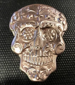 10+ oz Hand Poured Sugar Skull Version 2 - 999 Fine Copper Bullion - Picture 1 of 1