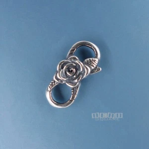 Sterling Silver Rose Floral Infinity Double Lobster Claw Clasp Connector #33218 - Picture 1 of 4