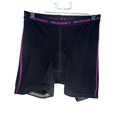 Shorts de ciclismo feminino Nishiki grande preto acolchoado roupa ativa bicicleta elástica ao ar livre - Imagem 1 de 4