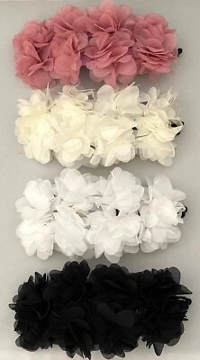 LONG BLACK PLASTIC BANANA HAIR CLIP CHIFFON PETALS SELECT COLOR FREE SHIPPING - Image 1 of 4