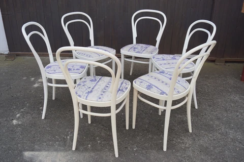 Dining Room Chairs Vintage Coffee House 6x Bentwood White 60er Shabby Chic Cover