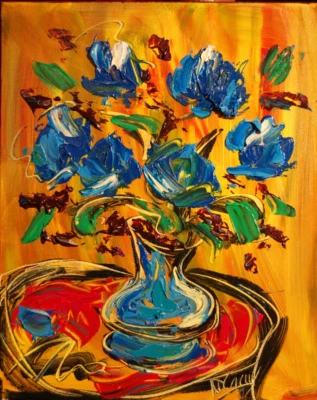 RESUMEN BLROSES Moderno Abstracto Original Pintura al Óleo IMPRESIONISTA D12DD Foto 1 de 4