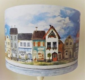 Village Street lampshade,lamp shade Vintage Shabby Chic city FREE GIFT - Picture 1 of 6