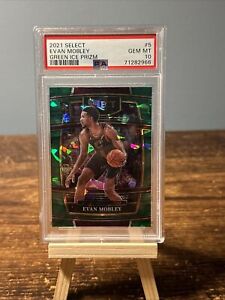 🔥2021 Panini Select #5 EVAN MOBLEY PSA 10 Green Ice Prizm Rookie RC SP
