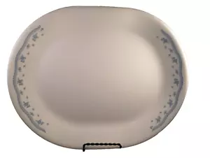 Corelle Morning Blue 12" Oval Serving Platter Flowers Ribbon - Picture 1 of 5