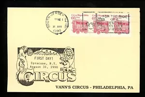 US FDC #2452 Vann's Circus / LGS Card 1990 South Jersey NJ Wagon 1st Unofficial - Picture 1 of 2