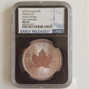2018 Canada S$5 Maple Leaf Incuse Design Early Releases NGC MS 69 Silver Coin - Picture 1 of 2