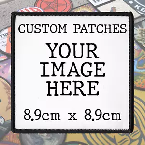 Custom 8.9x8.9cm Patch Wunsch Bild Aufnäher Flicken zum Aufbügeln Aufbügler - Bild 1 von 7