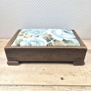 Vintage Upholstered FOOTSTOOL Foot Rest Stool Bench Pouf - Picture 1 of 10