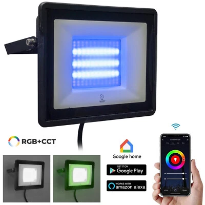 PLANETITALY Faro LED 50W SMART WiFi faretto intelligente IP65 luce RGB CCT da 2700K a 6500K