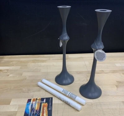 Juego de 2 Candelabros Modernos de Aluminio Fundido Lote con 2 Velas y 2 Bobeches Foto 1 de 4