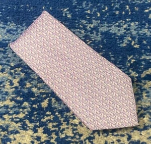 Corbata de seda Thomas rosa azul orquídea lavanda pájaros borgoña Italia - Imagen 1 de 5