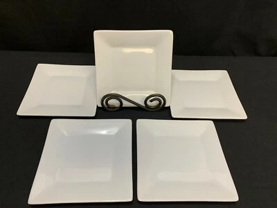 Set of 5 ~ Crate And Barrel ~ White Appetizer Plates Tapas  ~ 6" x 6" - Image 1 of 4