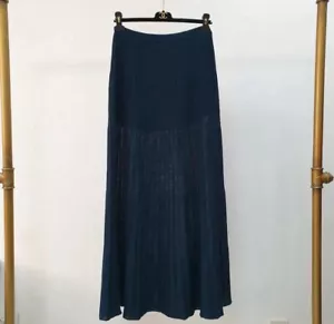 Falda midi acampanada tejida verde azul Loro Piana talla M - Imagen 1 de 6