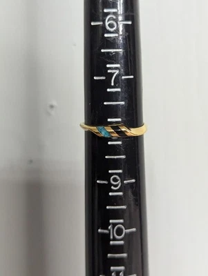 Mujer Hombre Unisex Oro Banda Anillo Talla 8 Turquesa Negro Ónix? incrustación colores Foto 1 de 4