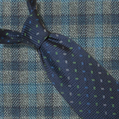 Brioni мужчин 100% шелк шеи галстук сплетенный синий зеленый Geo узор Италии карьера Италии - Изображение 1 из 4