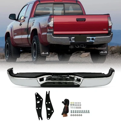 Parachoques trasero cromado para Tacoma compatible con camioneta Toyota Tacoma 2005-2015 Foto 1 de 4