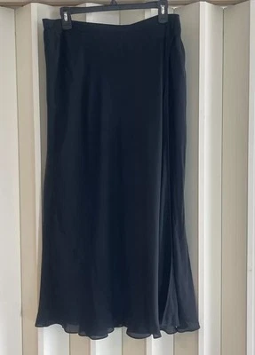 INC International Concepts Blk Silk Full Wrap Skirt~Lined~14W~$109~See Desc - Image 1 of 4