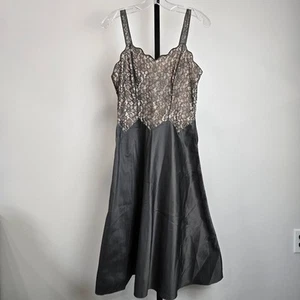 Vintage Barbizon Midi Dress Lingerie Floral Lace Flare Skirt Dark Coquette Fairy - Picture 1 of 8