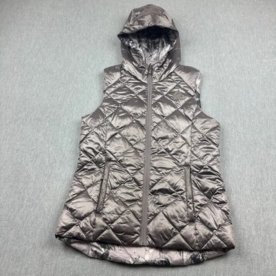 Женский жилет Gerry маленький серый камуфляжный пуховик двусторонний с капюшоном стеганый на молнии - Изображение 1 из 4