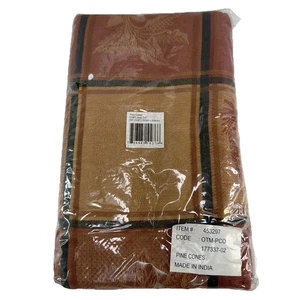 Vintage Holiday Pine Cones Tablecloth 60x102 Red Brown White Floral Holiday - Picture 1 of 10