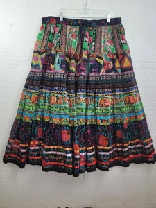 Travel Smith Baumwolle Maxi Rock Boho Patchwork bunt Vintage Bauerngröße - Bild 1 von 12