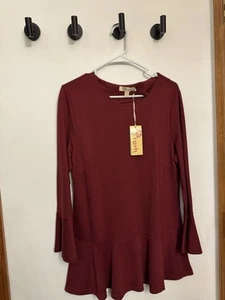 Aryeh weinrot weinrot Tunika Top Langarm Stretch lang Größe Large neu mit Etikett $ 36 - Bild 1 von 10