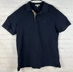 Burberry Brit Mens Short Sleeve Polo Nova Check Collar Blue Shirt Mens Size XL - Picture 1 of 7