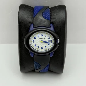Timex Unisex Quartz Watch White Date Dial Blue Black Strap 32mm PARTS REPAIR - Picture 1 of 13