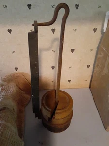 Vtg antique Platform scale cast iron round hanging weights Farm Primitive decor - Picture 1 of 6