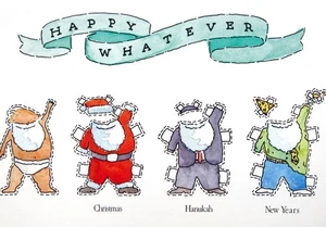 CHANUKAH CHRISTMAS NEW YEAR "Happy Whatever" FUNNY Hanukkah CARD - Picture 1 of 2