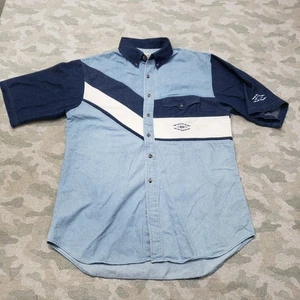 Vintage Express Rider Shirt Mens Large Blue Pockets Short Sleeve Button-Up - Picture 1 of 10